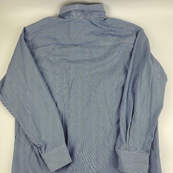 Kenneth Cole Reaction Button Down Shirt Mens Large 16-16.5 32/33 Blue Striped - Picture 8 of 8